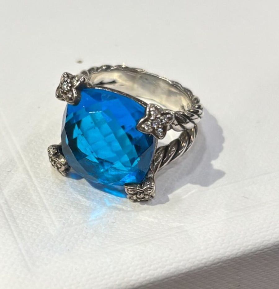 Blue Topaz Chatelaine Ring