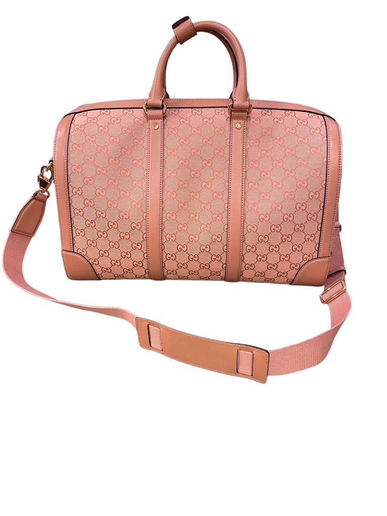 Gucci Monogram Azalea Calfskin Small Retro Interlocking G Duffle Bag Cloche Rose Pink