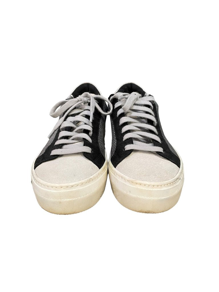P448 Lace Up glitter Sneakers White Silver 37