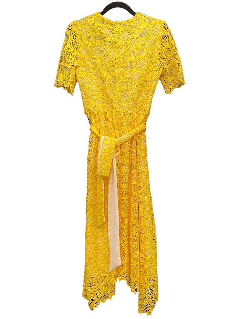 Badgley Mischka Eyelet Belted Midi Dress yellow 6