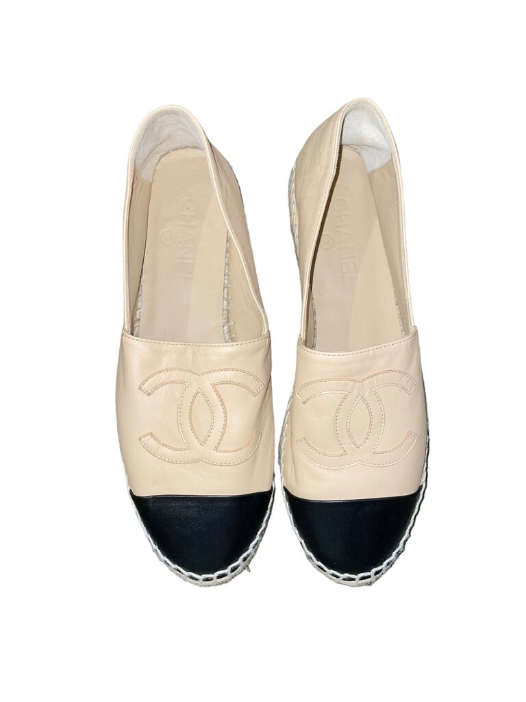 Chanel Leather CC Espadrilles in beige 39