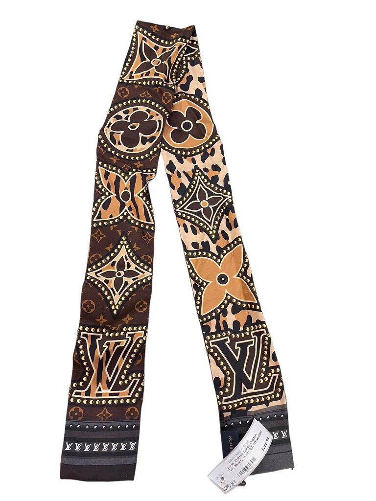 Louis Vuitton Louis Vuitton Silk Skinny Scarf 2021 Brwn/gld