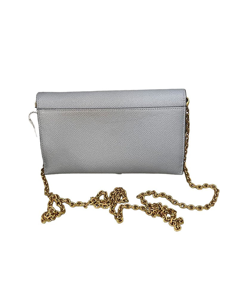 Dior Dior Saddle Wallet with Chain Cloud Blue Base length: 8.25 in Height: 5.25 in Width: 1.5 in Drop: 23 in