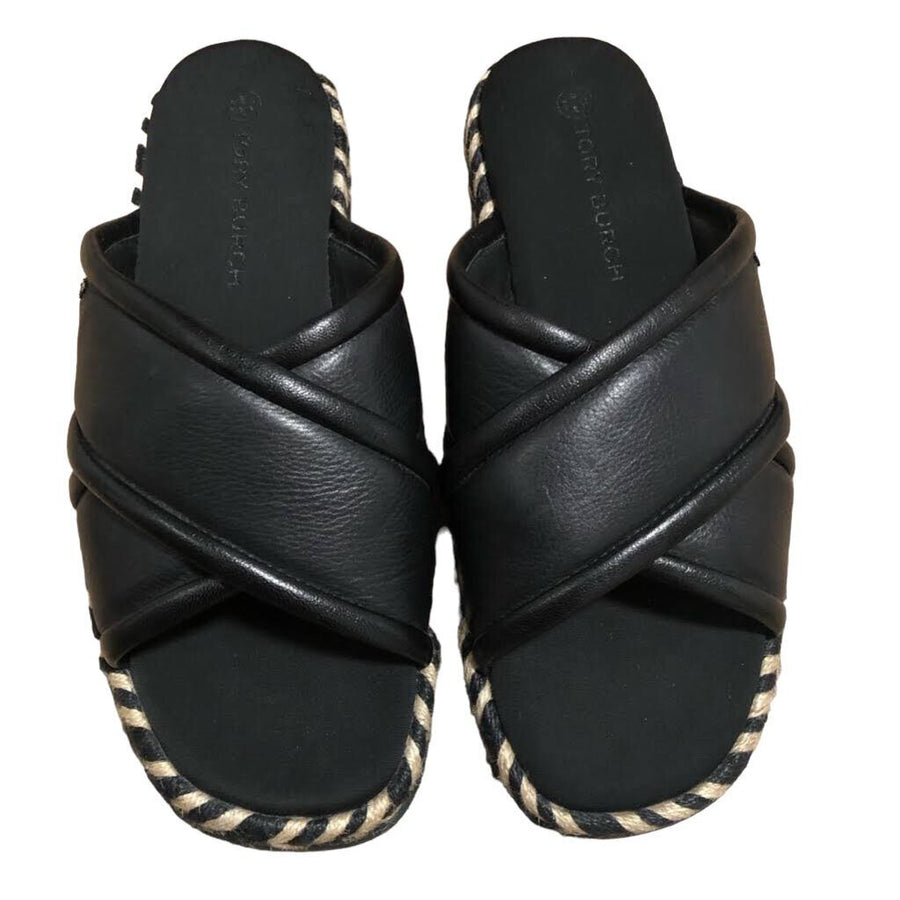 Tory Burch Criss Cross espadrille Slide black 7.5