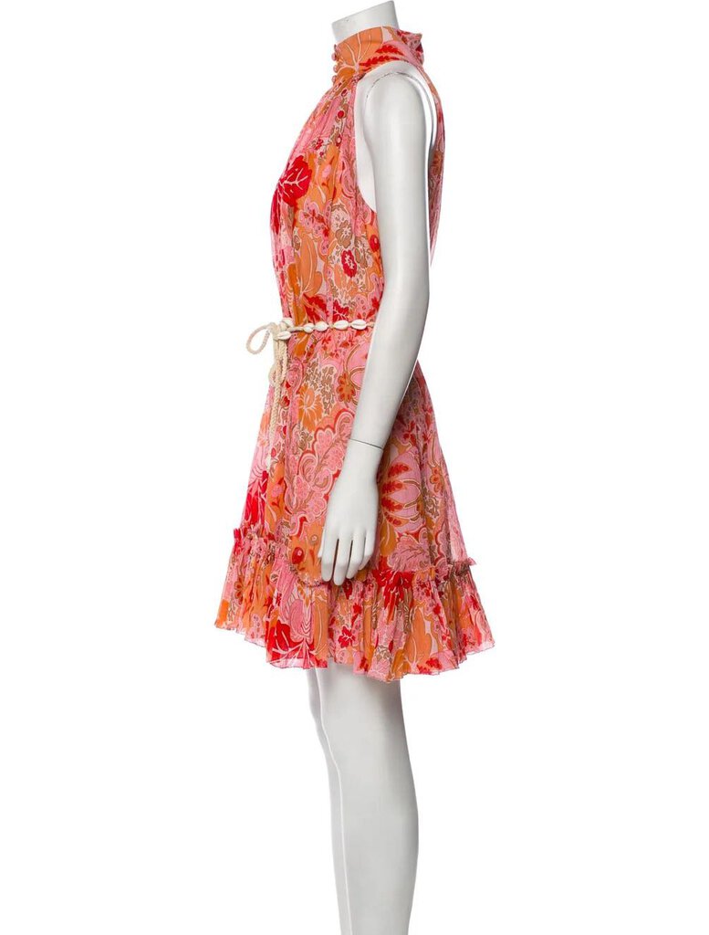 Zimmerman Zimmerman Orange Shell-Belt Halter-Neck Mini Dress 0