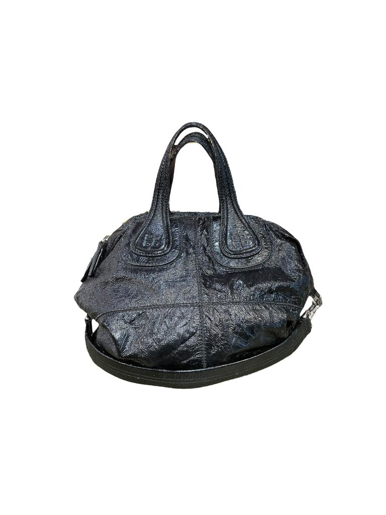 Givenchy Givenchy Black Patent Crinkled Leather Nightingale Shoulder Handbag black