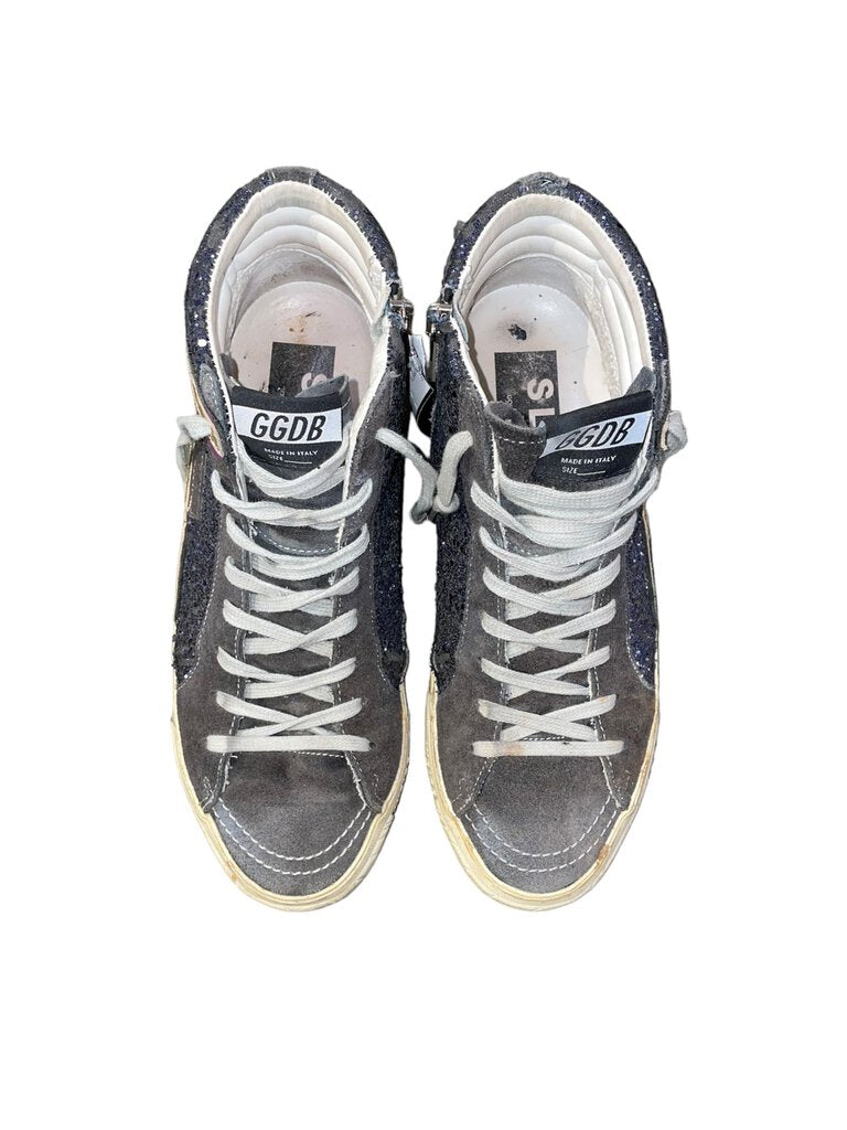 Golden Goose Golden Goose Slide high top leather sneakers blk/silver 39