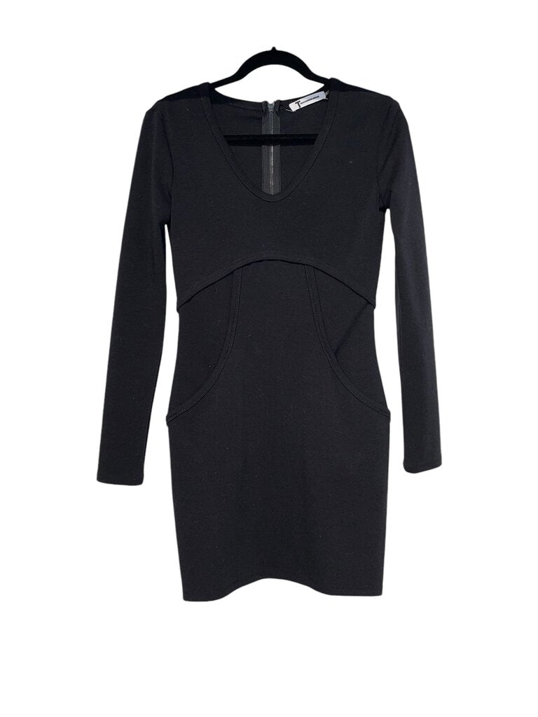 Alexander Wang black long sleeve ribbed front dress S