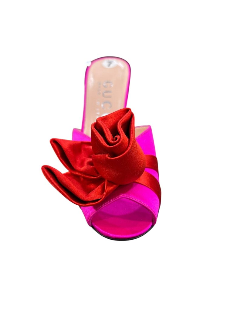 Gucci Satin rosette heels with spheres fuschia pink 37
