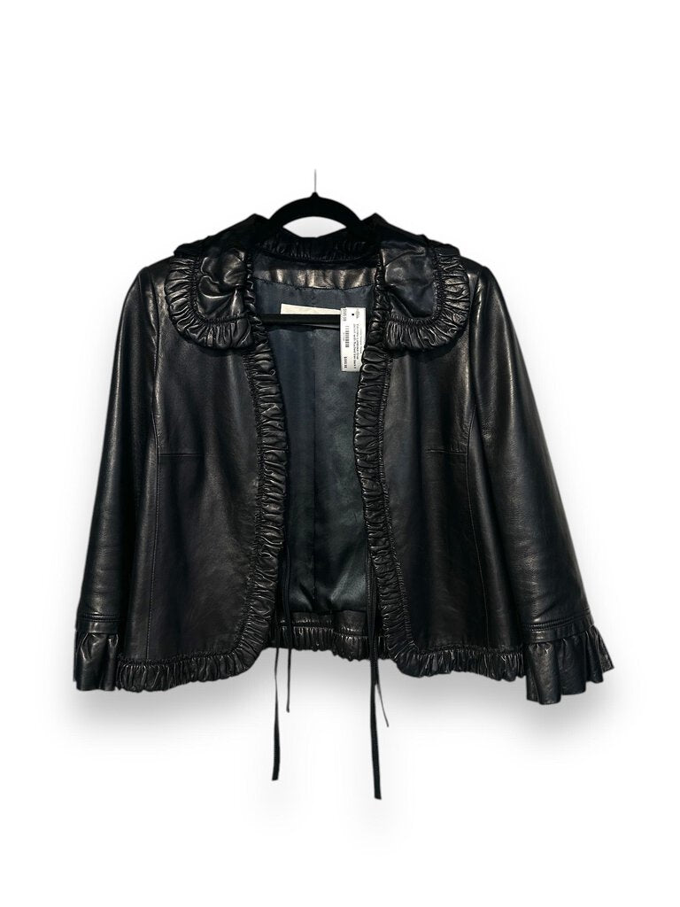 Valentino Lambskin Crop Jacket with Ruched trim black 8