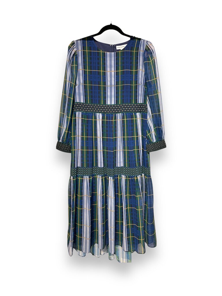 Gretchen Scott navy plaid maxi dress large