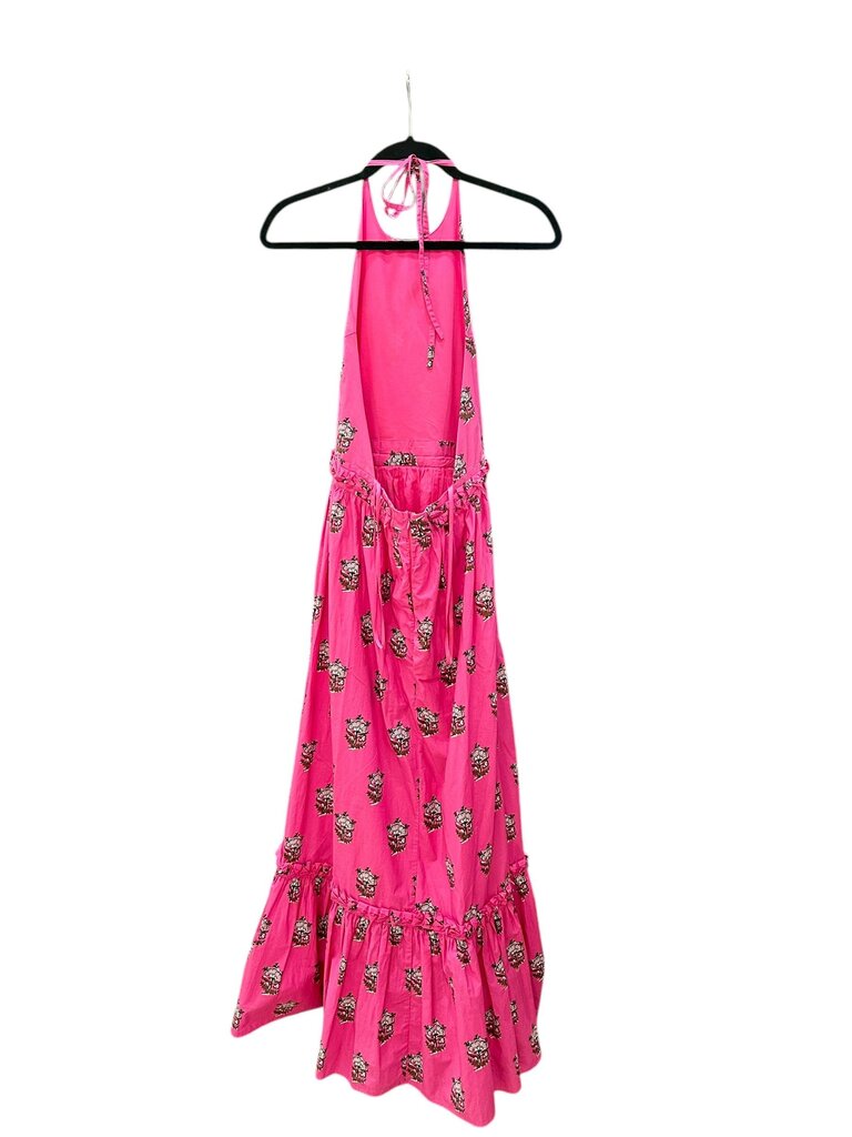 RHODE Halter floral print maxi dress hot pink small