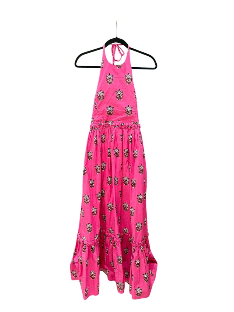 RHODE Halter floral print maxi dress hot pink small