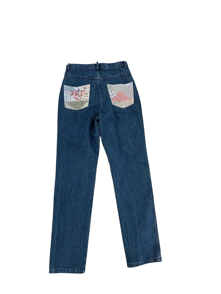 Anthropologie patchwork pocket jeans blue 28