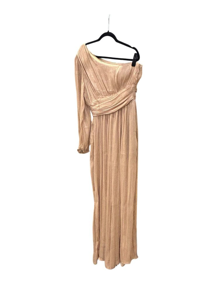 Anthropologie wide leg shimmer jumpsuit gold 8