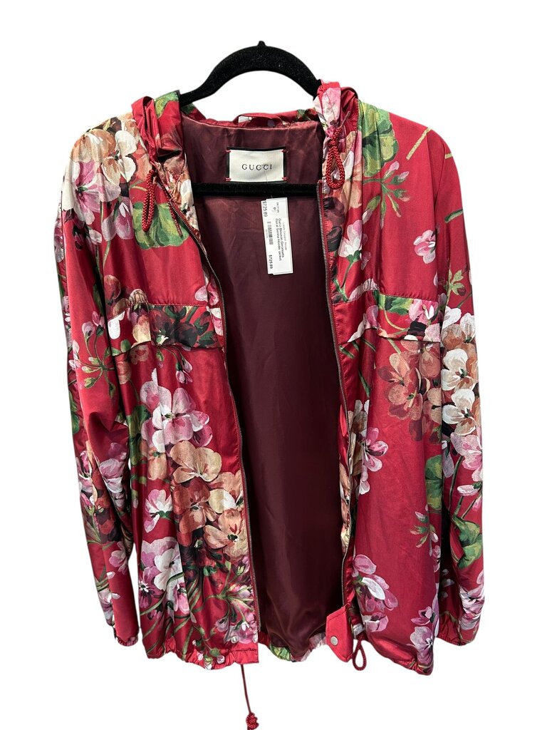 Gucci Blouson Geraniums Floral Sienna Hoodie jacket burgundy 50