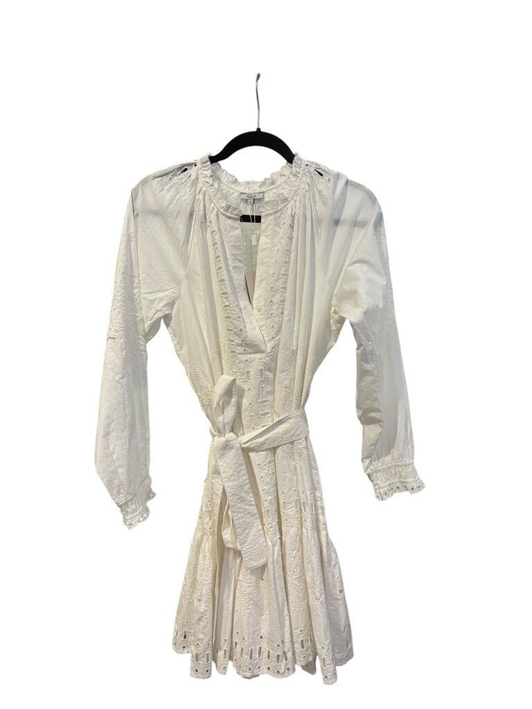 Rails eyelet lace l/s tie waist dress white Med