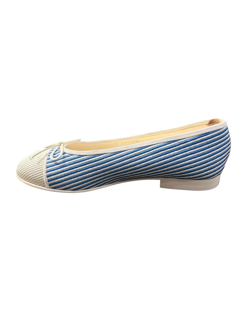 Chanel Stripe ballerina flats NIB blue white 37