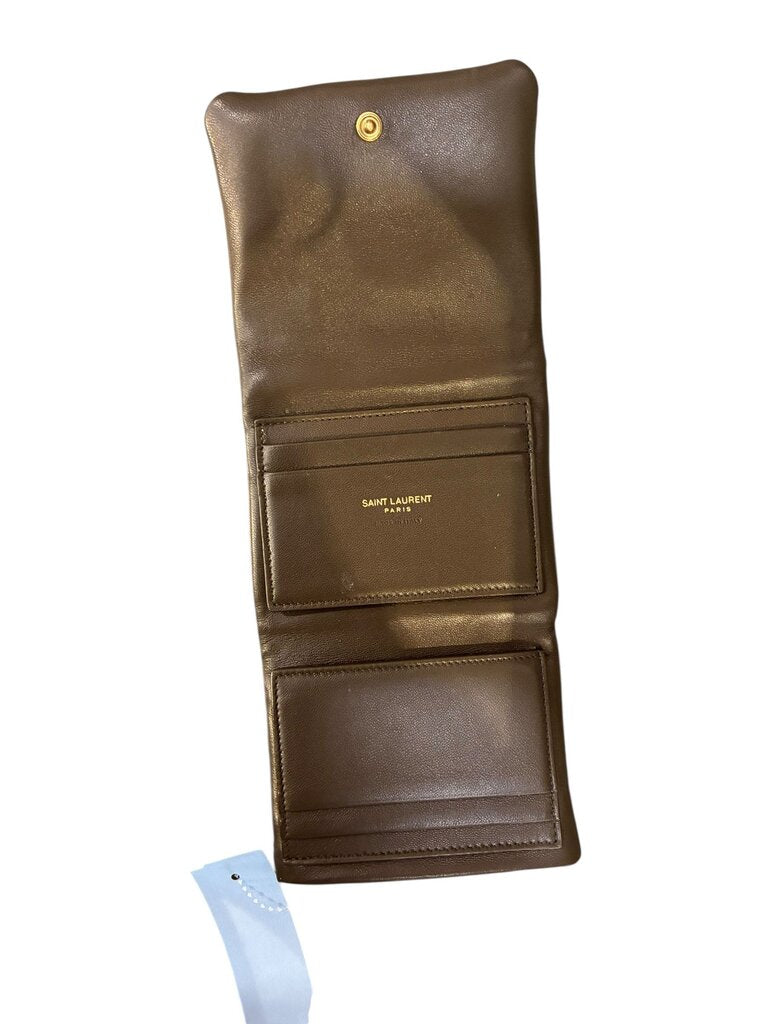 Saint Laurent YSL Compact Wallet in Plonge Leather forest