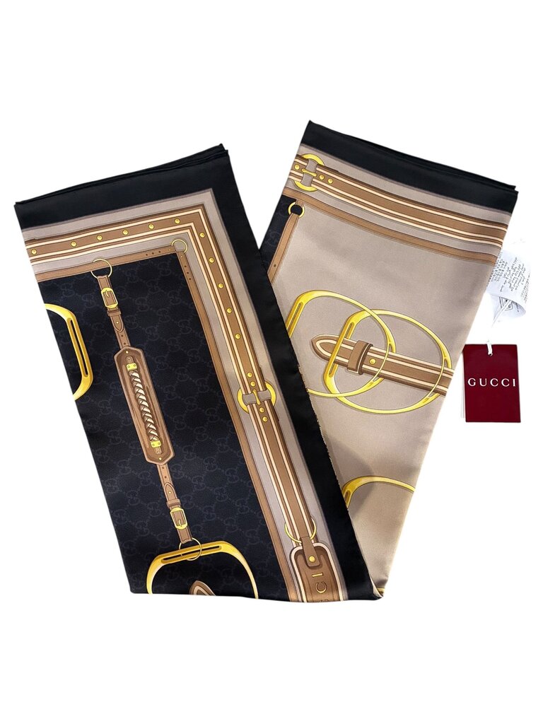 Gucci New Majo Twill Scarf NWT black