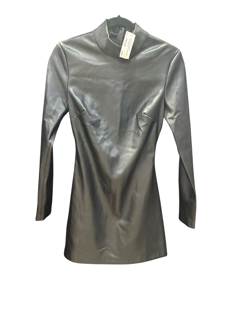 Bardot faux leather mockneck dress black XS