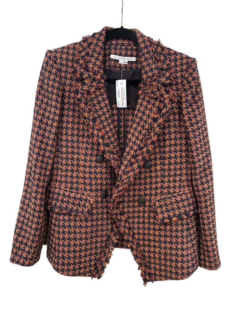 Veronica Beard Blazer Jacket tweed Houdstooth brown blk 10