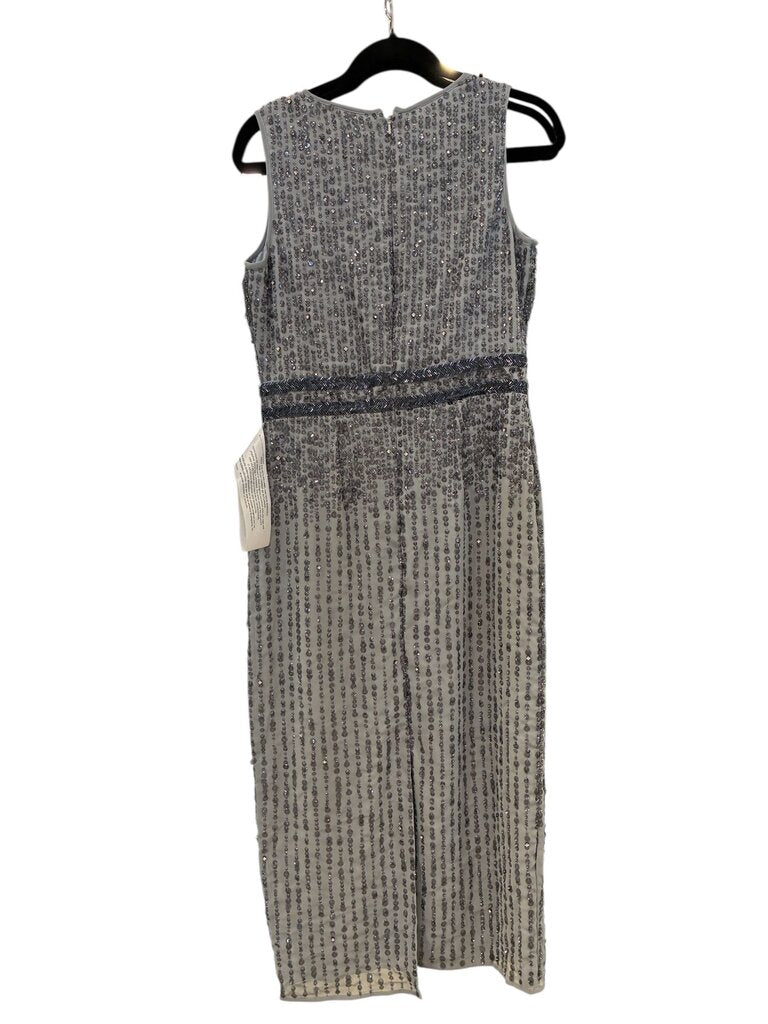 Macdouggal Slvlss High Neck Beaded Midi Sheath Dress NWT platinum 6