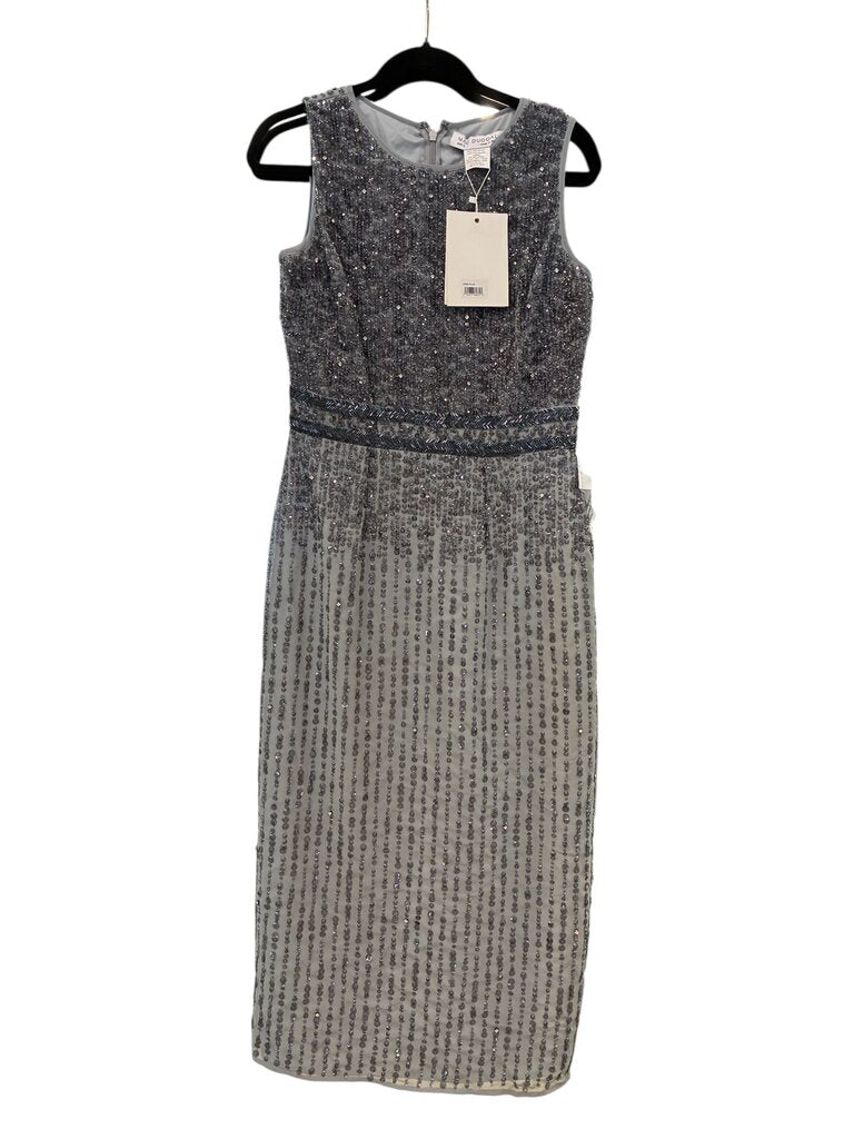 Macdouggal Slvlss High Neck Beaded Midi Sheath Dress NWT platinum 6