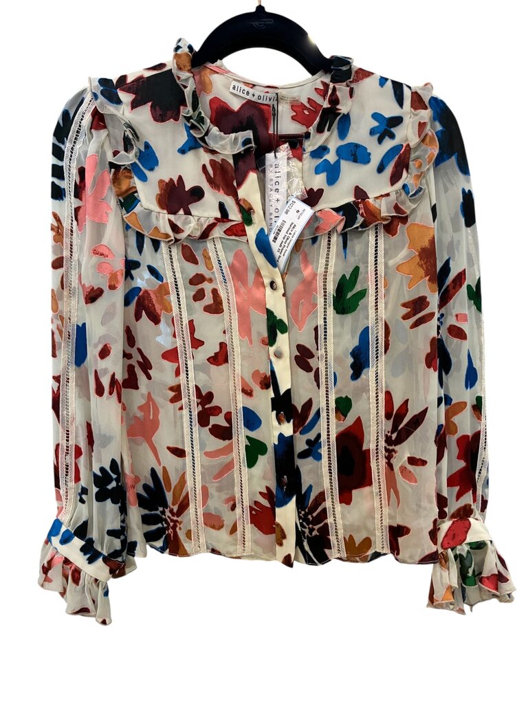 Alice & Olivia Prisma floral burnout top multi XS