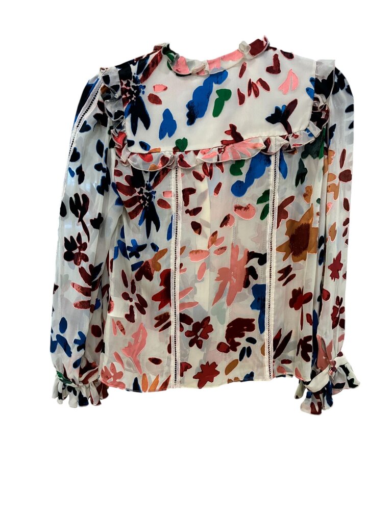 Alice & Olivia Prisma floral burnout top multi XS