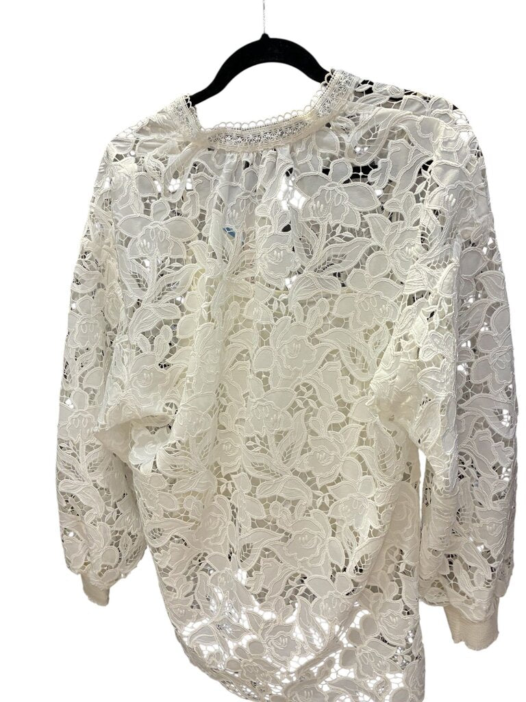 Alice & Olivia Aislyn FLoral lace tunic NWT white large