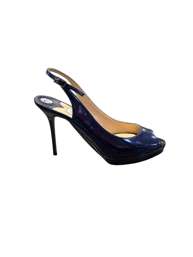 Jimmy Choo Patent peep toe platform slingback black 7.5
