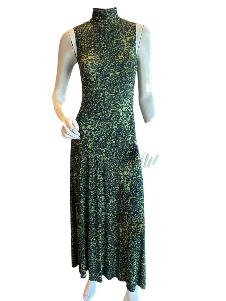 Proenza Schouler Mockneck Sleeveless prnt maxi dress green 4