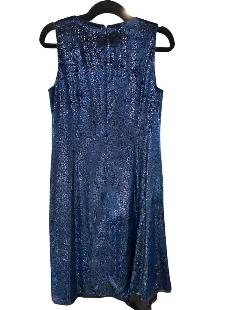 Elie Tahari Shimmer velvet A line slvss dress navy 6