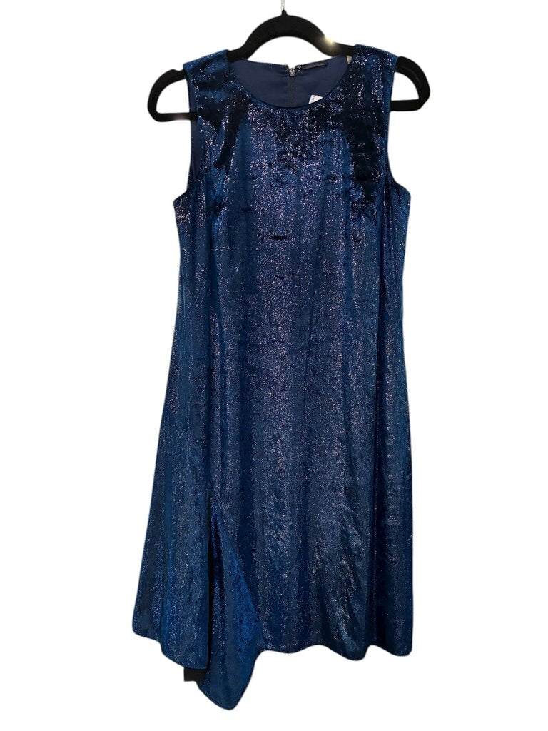 Elie Tahari Shimmer velvet A line slvss dress navy 6