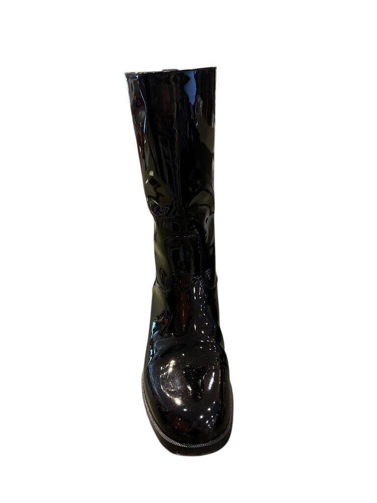 Chanel Patent Leather CC Cowboy Mid-Calf Flat Boot black 36.5
