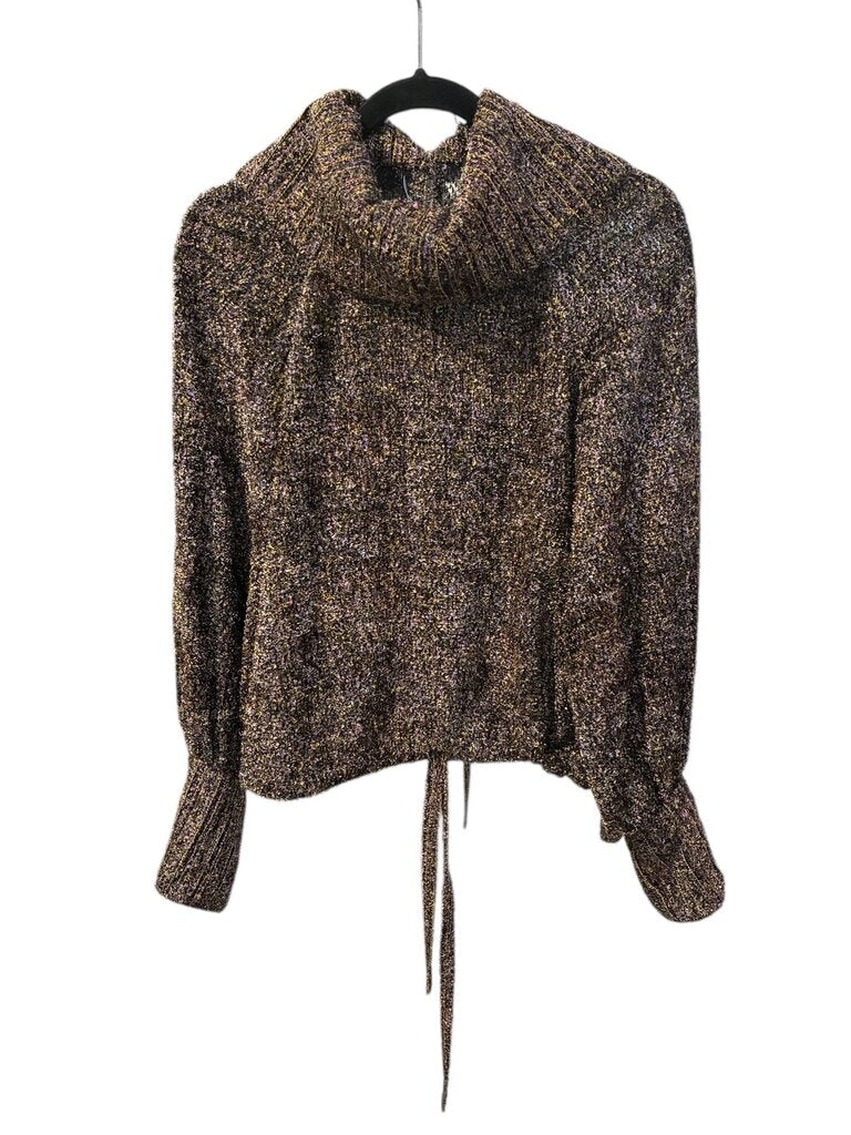 Chanel cowl neck sweater top multi blk 34