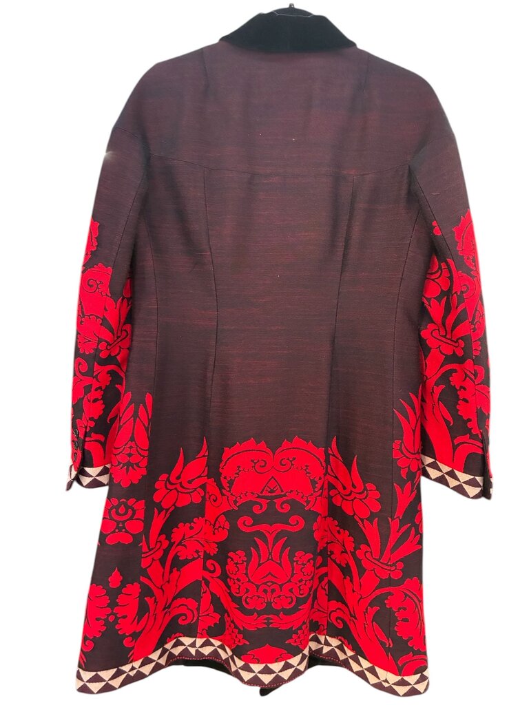 Etro black red wool milano coat 44 | 10