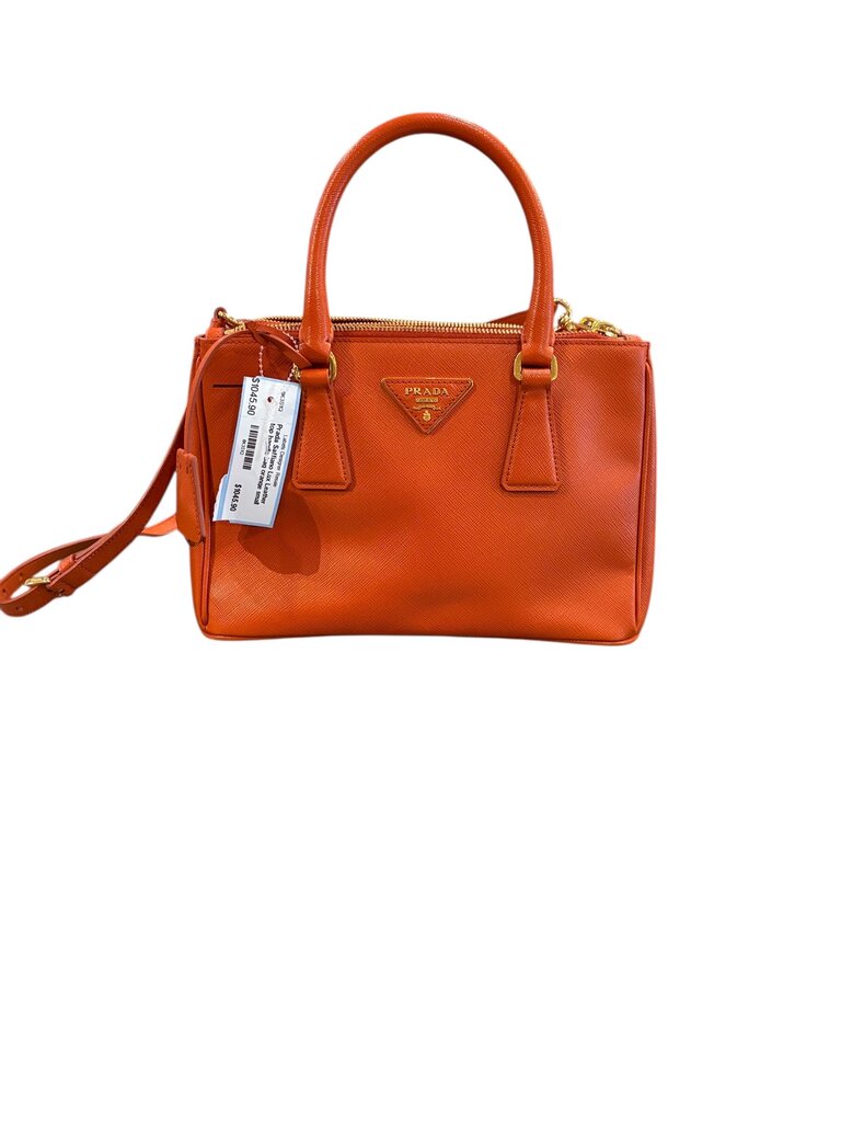 Prada Saffiano Lux Leather top handle bag orange small