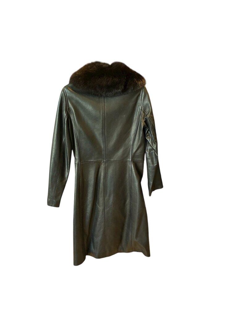 Marc new york Fox fur Leather Coat black Med
