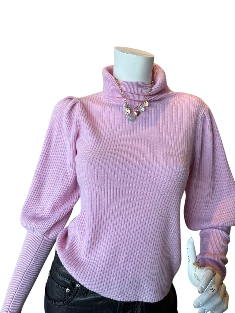 MILLY Puff slv Turtleneck Cashmere orchid P