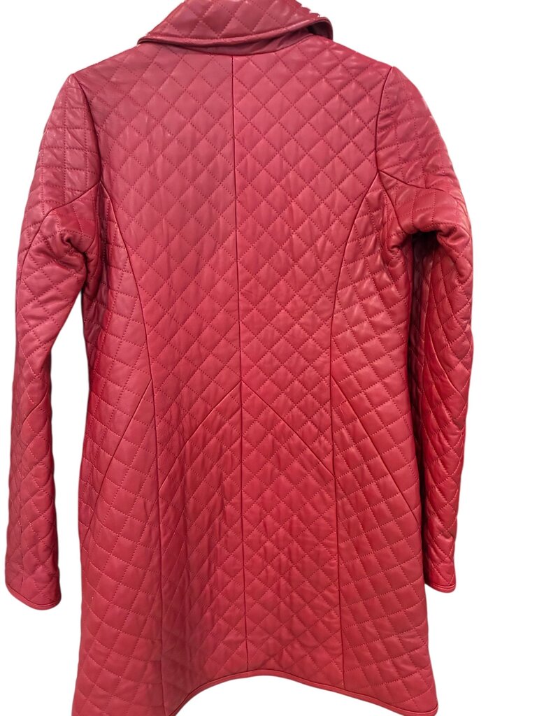 Neiman Marcus Quilted snap front leather jacket red XS