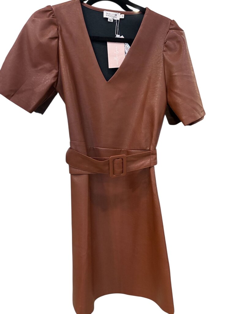 molly bracken Maya Faux leather dress NWT white small