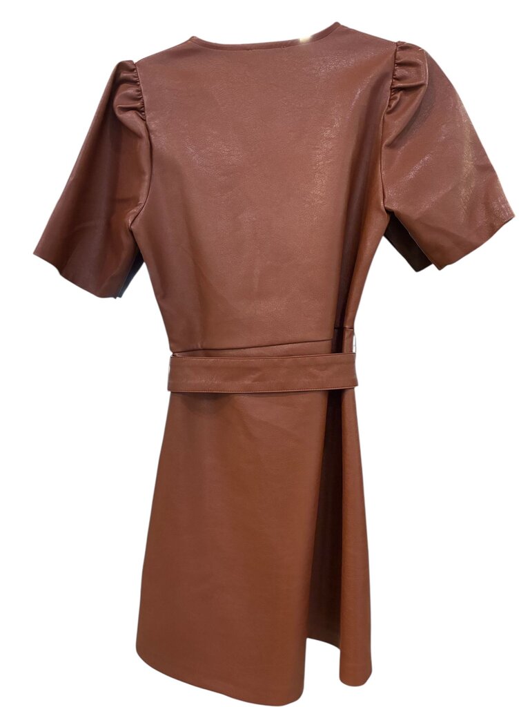 molly bracken Maya Faux leather dress NWT white small