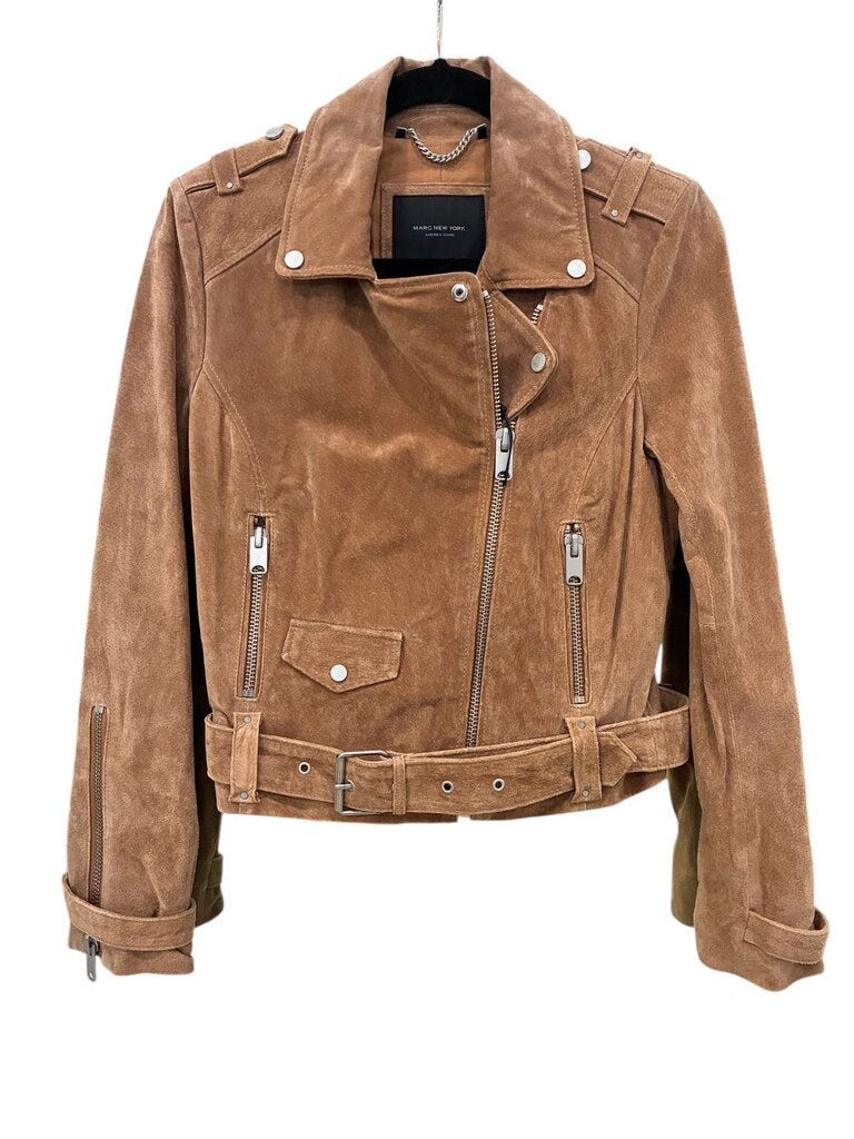 Marc new york Sabrina Suede Moto Jacket NWT camel small