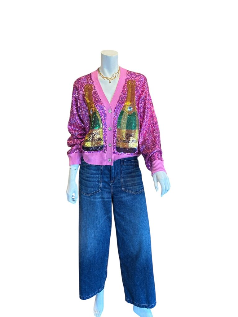 QUeen of Sparkles Champagne Queen Cardigan sweater small