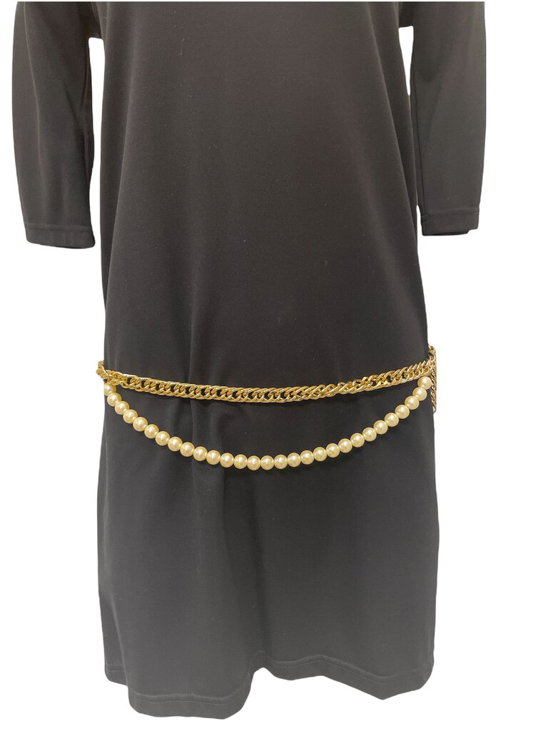 Chunky chain link pearl drape belt necklace