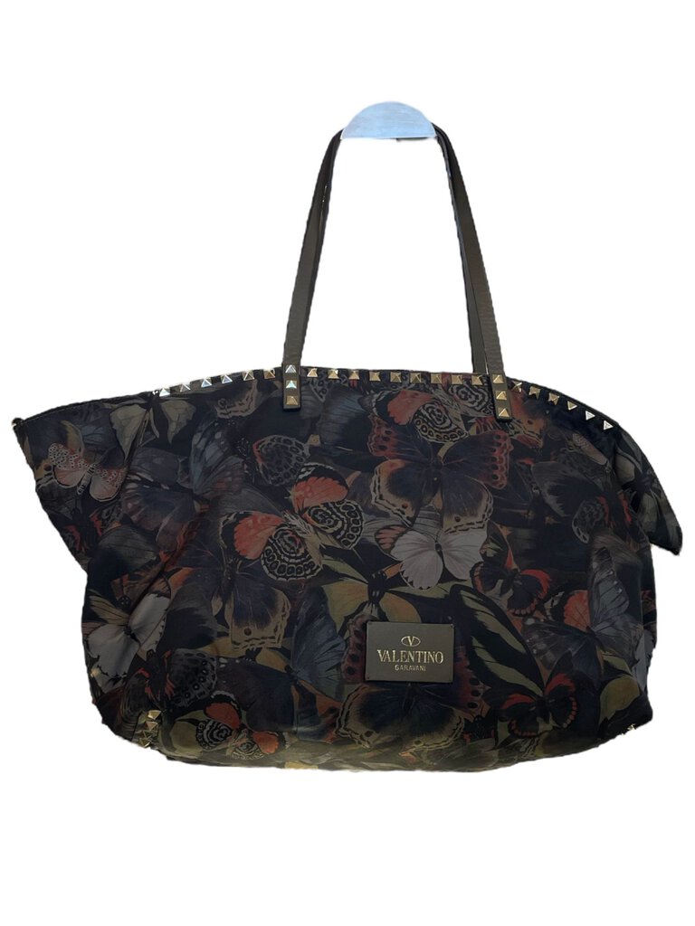 Valentino Nylon Butterfly Printed Trapeze Tote Bag multidark