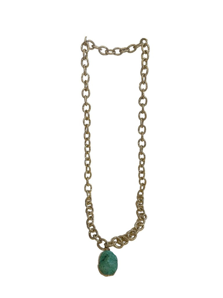 gem stone chanin necklace teal