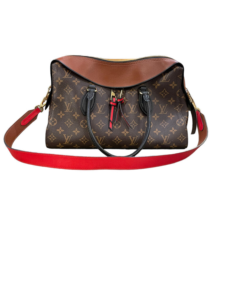 Louis Vuitton Tulleries Handbag Monogram Canvas w/ leather red